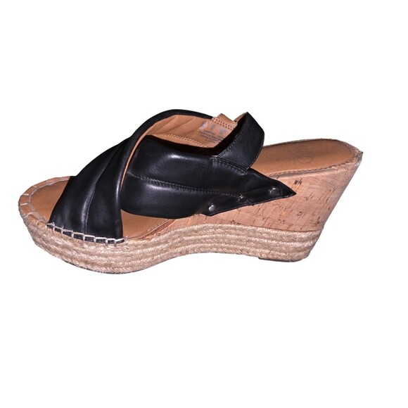 Women Open Toe Franco Sarto Black Wedge Sandals Size 8 - Picture 6 of 9